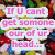 A static image with multiple pink text bubbles on a colorful pixelated background, displaying fragmented phrases.