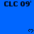 Blue background with repeated 'CLC 09' text and pixelated heart symbols in various positions across the frame.