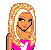 Pixel art contact sheet showing a cartoon character in pink outfit with text panels reading "I wanna Be Your Bunny!" across three sections.