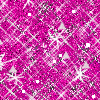 Pink glitter background with scattered white starbursts and small square sparkles, partially cropped on the right side.