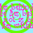 A static image with a light blue background featuring four identical green spiral patterns, each containing pink text that reads "les bebe les pot de les wifh" in pixelated font.