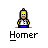 A 5x4 contact sheet of pixelated Homer Simpson animations from The Simpsons, showing various poses and expressions including standing, thinking, eating donuts, and text bubbles.