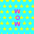 A static image with a bright cyan background covered in small yellow stars, featuring three vertical of pink 'WOW' text on the left and center