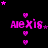 Pixelated pink text 'aIeXis' with heart and star symbols on black background, animated star and heart positions across frames.