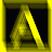 A 3x3 contact sheet of yellow letter A icons on black backgrounds with varying animation effects and transparency, displayed in a grid layout with one gray square at bottom-right.