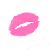 Pixelated pink lips icon with animated sparkles and text variations across five frames on a white background.