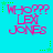 six identical pixelated icons on a cyan background, each displaying pink text 'WHO??? LEXI JONES' with green star accents