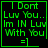Four identical green pixelated text on black background with one showing a heart symbol and another showing an asterisk