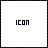 nine white square with black borders, each containing the word 'ICON' in pixelated text that changes color across frames