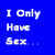 Blue and white pixelated image with text split into two sections, one reading "I Only Have Sex..." on blue background and the other "On Days That End In..." on white background.