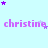 Light blue background with repeated purple text 'christine' and scattered purple and light purple stars.
