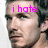 A four- shows a person's face with changing pink text overlays: 'i hate', 'that i', and 'luv u'