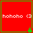 Red square icon with green border displaying 'hohoho <3' text and a small green pixelated object at bottom-right corner.