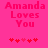 Pixelated pink background with 'Amanda Loves You' text and five heart symbols, showing two animation states.