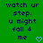 Green background with dark blue pixelated text reading 'watch ur step. u might fall 4 me' and a light blue heart symbol.