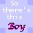 Pixelated text reads 'So there's this Boy' on a light purple background with four corner squares.