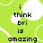 Green background with white circles and curved lines, pixelated text reading 'i think bri is amazing ROFL' and 'haha I did it' in black.