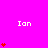 A bright pink background displays multiple instances of the name "Ian" in white text, each accompanied by a vertical stack of red heart symbols that vary in height.
