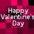 Pixelated text 'Happy Valentine's Day' repeated across a of magenta and black squares with no visible animation changes