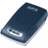 Dark blue, pixelated shape with rounded edges and a lighter gradient on the left side against a white background.