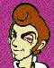 A cartoon character with a side-swept pompadour hairstyle appears in six distinct color variations against solid backgrounds, each variation showing the same pose and expression.