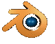 A bronze-colored 3D object with a blue sphere at its center rotates through multiple angles against a gray background.