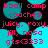 Static digital image with pink text on black background featuring repeated cyan circular shapes and identical text blocks.