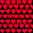 A static pixel art composition of repeating red hearts and the name 'Chelsea' in red text on a black background.