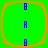 Four identical green squares with orange borders arranged in a , each containing vertical blue text 'B', 'R', 'B' on the left side
