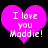 Two identical pink heart-shaped icons with white text reading "I love you Maddie!" on a black background.