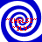 Four identical blue and white spiral patterns arranged in a , each containing red text reading "CHELSI" and "ILY" with quotation marks