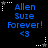 Blue text reads "Allen Suie Forever! <3" on black background with white and gray star-shaped corner markers. The stars alternate between solid white and dotted outlines across six visible