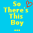 Blue background with yellow pixelated text reading "So There's This Boy ..." and a red pixelated heart symbol above the text on the left side.