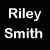 Black background with white text 'Riley Smith' on left, grayscale pixelated portrait of a person resting head on hand on right.