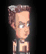 Animated sequence of a cartoon character with brown hair and suspenders, showing head turn from left to right against black background.
