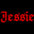 Red pixelated text repeating "Jessie" in two rows on a black background with visible dithering and slight vertical alignment differences between frames.