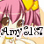 Pixelated anime-style character with pink hair and yellow bow, showing multiple facial expressions including text overlay and open mouth.