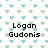 Pixelated text on a patterned background with green and blue heart shapes, featuring names and affectionate phrases.
