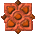 Six square pixelated icons arranged in two of three, each with a central circular shape surrounded by four triangular shapes and four corner accents