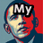 six pixelated showing a person's face with text overlays reading My President Is Black, alternating red and blue backgrounds