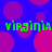 Blue background with pink circles and green text reading 'virginia' repeated twice horizontally and vertically.