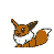 Animated contact sheet of Eevee and its evolutions in pixel art style, showing multiple frames with color variations and pose changes across a 5x4 grid layout.