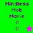 Green and pink pixelated icons display 'Mindless Mob Marie' text with two colon eyes, a star symbol on the right side.