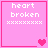 Four pink square with 'heart broken' text and pixelated symbols, each showing different heart symbol states
