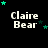 identical 'Claire Bear' text icons with green and dark blue stars scattered around on a black background