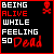 A 50x50 pixel animated buddy icon with a black background, red border, and text reading "BEING ALIVE WHILE FEELING SO Dead" in white and red pixelated font, accompanied by a small red skull-and-crossbones symbol.