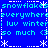 Blue background with cyan text repeating 'snowflakes everywhere i luv winter so much <3' and white snowflake symbols in a pattern
