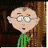 Pixelated cartoon character with brown hair and glasses in top-left, four colored text below displaying 'Drugs', 'K Vad', and 'mmmkay...' on white backgrounds