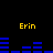 Yellow text 'Erin' appears above blue horizontal bars on a black background, with two identical static frames showing the same layout.