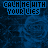 Blue-toned of repeated text and rose-like shapes on a dark background with visible pixelation